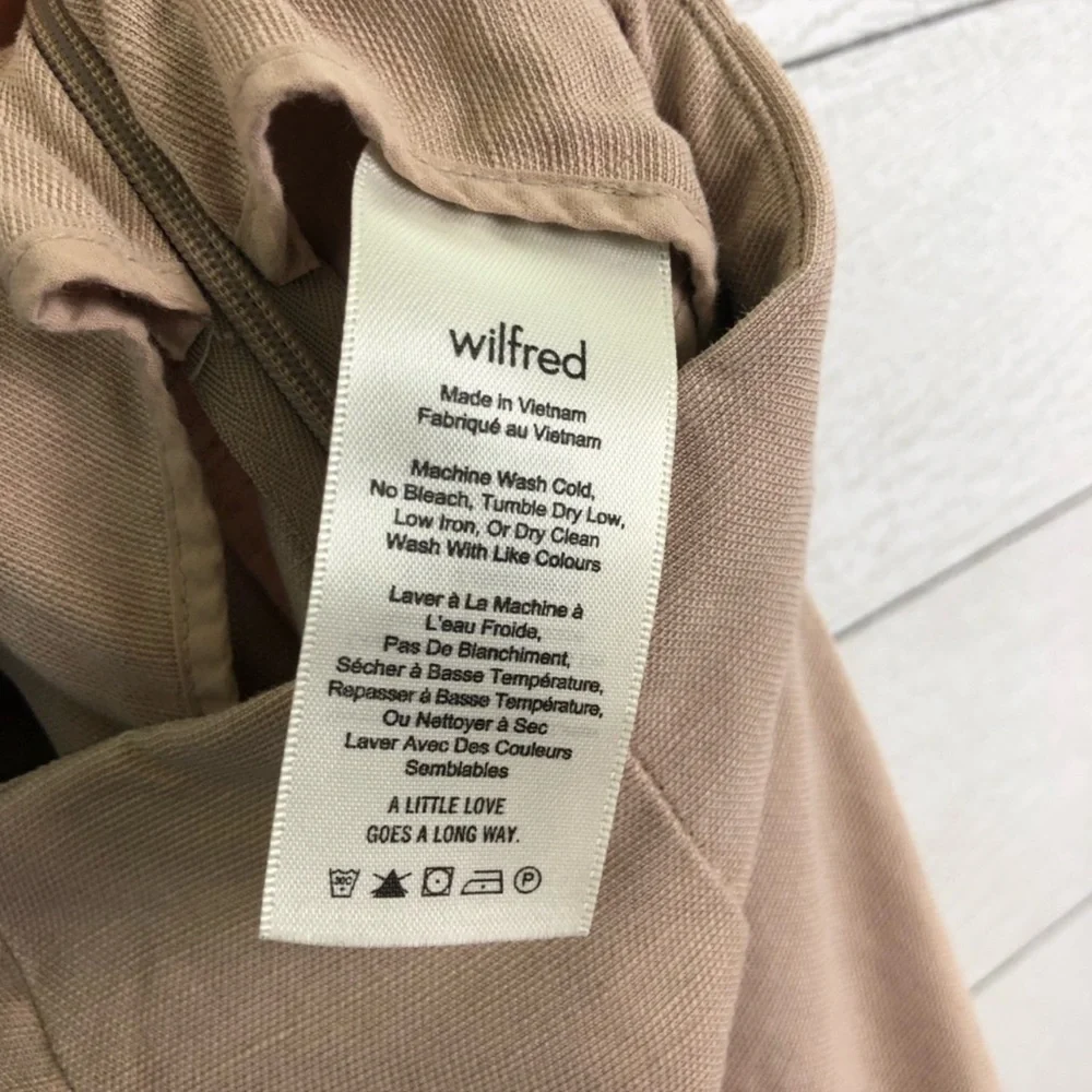 Aritzia Wilfred Linen Blend Beige Cut Open Front Wrap V Neck Jumpsuit